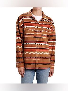 Vintage Threads Aztec Fleece Shacket Button Up Jacket Large Southwestern